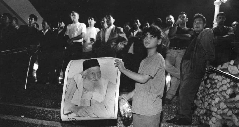 1990 עצרת בחירות של תנועת שס באשדוד צלם אלכס ליבק