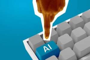 אצבע לוחצת על מקש AI